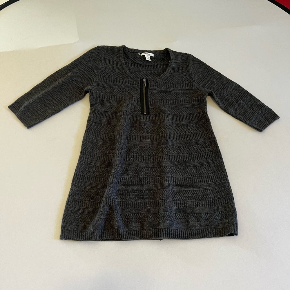 Style & Co Petite gray fitted sweater dress L